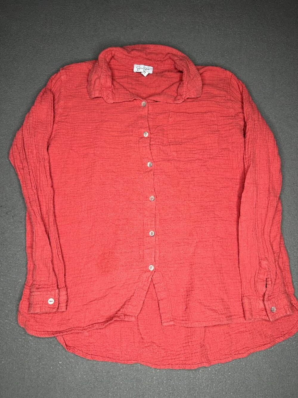 Jessica Simpson Size Large Women's Button Up Coral Textured Shirt